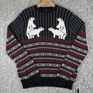 Alex Stevens Christmas Sweater Men's Medium Polar Bears Geometric Party